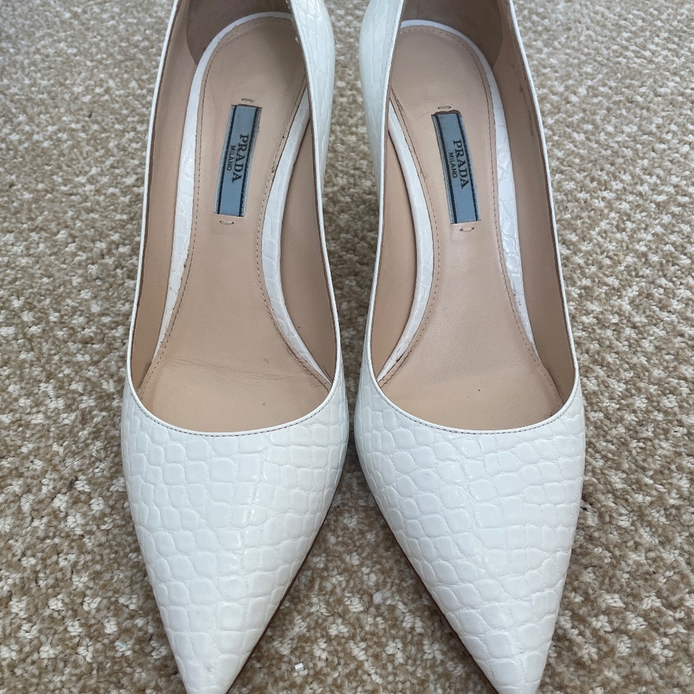 White Prada Heels